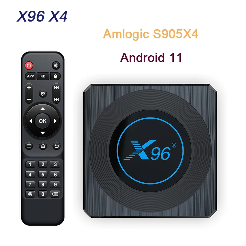 

ТВ-приставка X96 X4, Android 11, Amlogic S905X4, BT4.1, 1000 м, 8K, 4 ГБ, 64 ГБ, RGB светильник ка, 2,4 дюйма, двойной Wi-Fi, AV1, медиаплеер, ТВ-приставка
