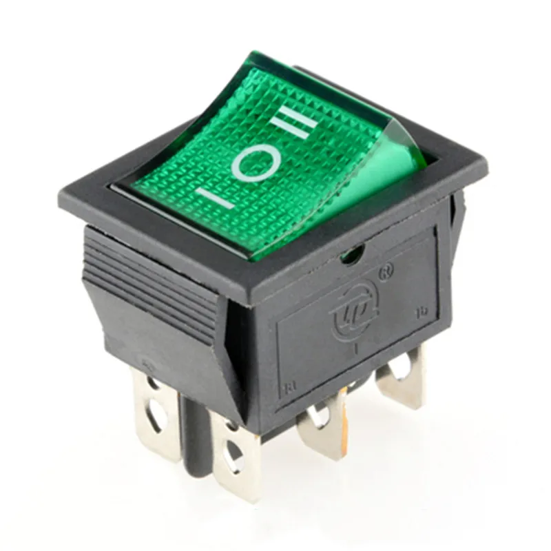 KCD4 1 шт. черный кулисный переключатель питания вкл.-ВЫКЛ.-ВКЛ., 3 положения, 6 контактов, без подсветки, 16A, 250 В переменного тока/20A, 125 В переменного тока