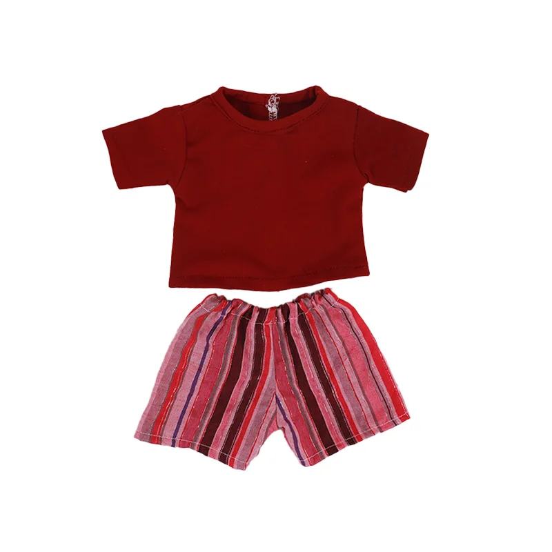 6 Styles Solid Shirt + Stripe Shorts Suits Doll Clothes For18 Inch American &amp Baby New Born Accessories Girls Festival Gift | Игрушки и