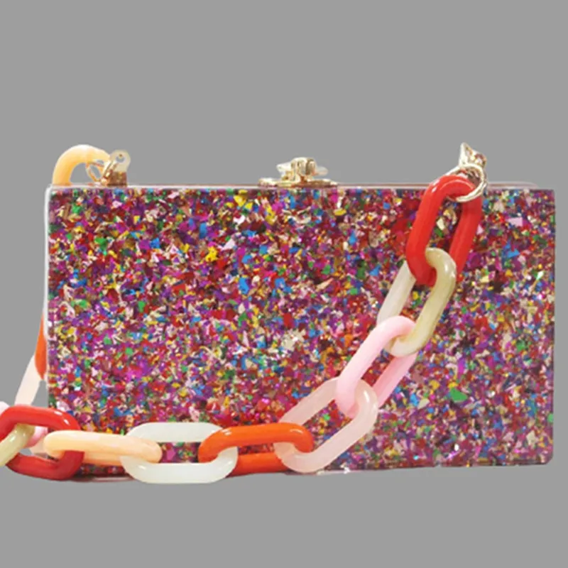 

Дизайнерская Женская сумка через плечо, акриловая сумка через плечо, дамская сумочка Bolsa Feminina, цветная коробка, клатчи, кошелек