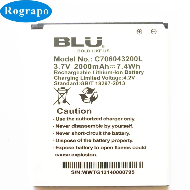 Сменный аккумулятор 3 7 в 2000 мАч для BLU STUDIO 5 0 II 2 D532 D532u C706043200L батареи мобильных