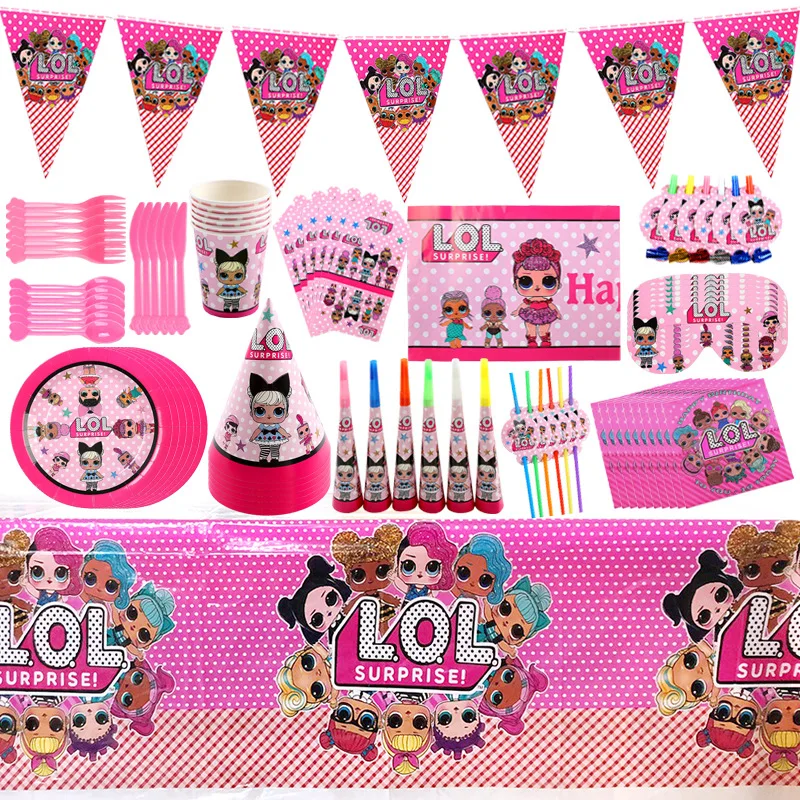 

Surprise Doll Birthday Party Supplies Disposable Tableware Children's Party Decoration Baby Shower Paper Cup Plate Tablecloth
