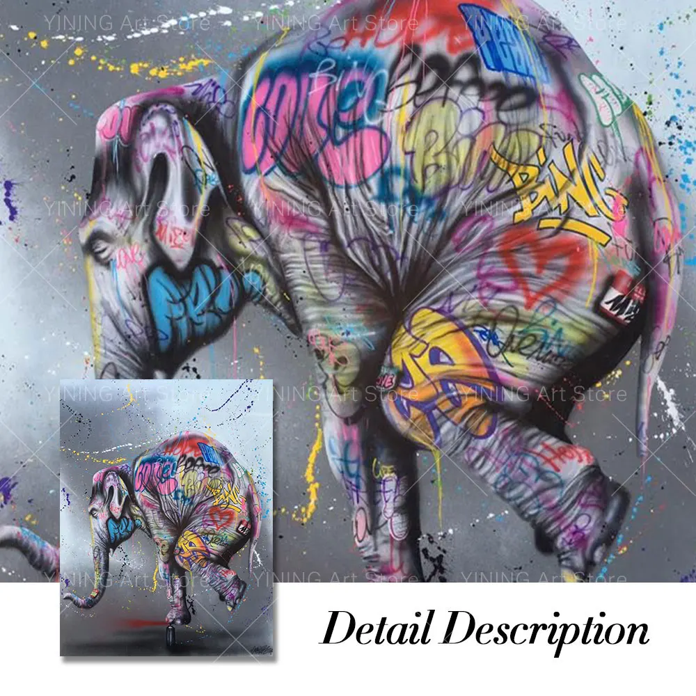 

Modern Graffiti Street Art Dancing Elephant Canvas Painting Poster Print Wall Art Picture For Living Room Home Decor Frameless