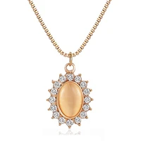 temperament opal sunflower earrings micro inlay zircon oval pendant necklace