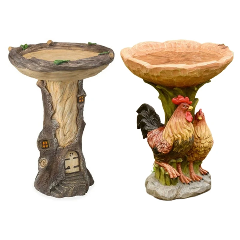 

Polyresin Bird Bath Pedestal Handmade Wild Bird Feeder Bowl for Outdoor Home Garden Backyard Landscape Decoration