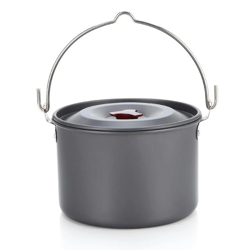 

Hot Selling Outdoor Supplies Aluminum Alloy 4L Camping Hanging Single Pot Camping Picnic Soup Pot Wild Fishing Pot equipment