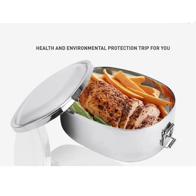 

2pcs 304 Stainless Steel Square Lunch Box Bento Food Picnic Container Snack Breakfast Leakproof Travel