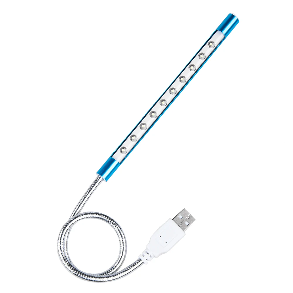 Anpro 1 шт. гибкий ультра яркий мини 10 светодиодный USB ночник настольная книга для чтения светодиодный светильник компьютерная лампа для клавиатуры для ПК ноутбука