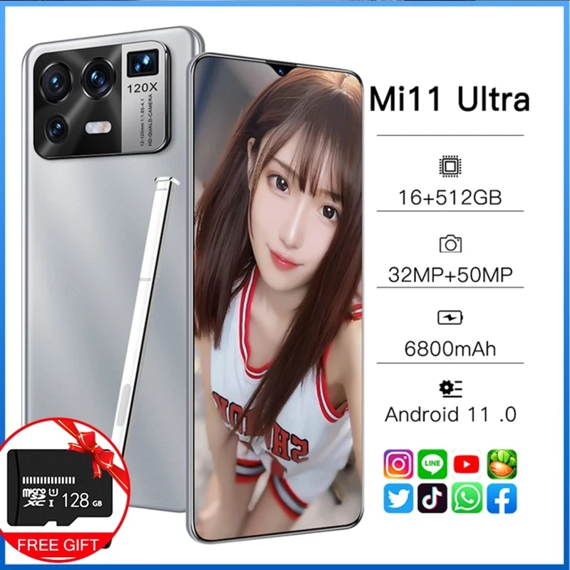 

Hot Sale 6.7-inch Mi 11 Ultra16+512GB Android11.0 Smartphone 5G 5000mAh with E-Pen Support Google GPS WiFi Mobilephone