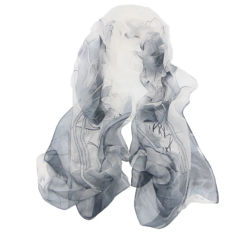 Women's Geometric Pattern Chiffon and Silk Scarf - Long Soft Shawl for Spring and Autumn image 3
