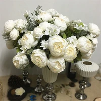 simulation peony bunch artificial flowers for home table wedding decoration flores artificiales silk white peonies