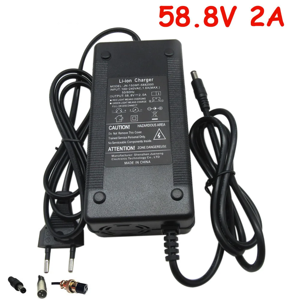 52V ebike зарядное устройство выход 58 8 V 2A DC 5 5*2 1mm XLRM GX16 разъем использовать для 14S 51 20AH