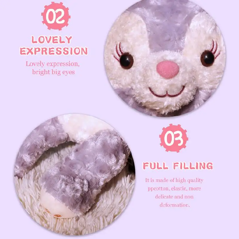 Disney-juguetes de empuje de Stellalou para ni&ntilde;as, almohada de conejo p&uacute;rpura, mu&ntilde;eco de peluche de Stella Lou, conejo de Ballet, regalo de cumplea&ntilde;os para beb&eacute;s-4