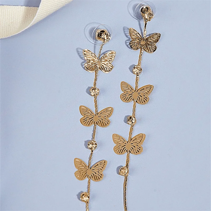 

Trendy Hollow Long Butterfly Tassel Earrings, Fresh and Fashionable Thin Earrings pendientes pendientes acero inoxidable