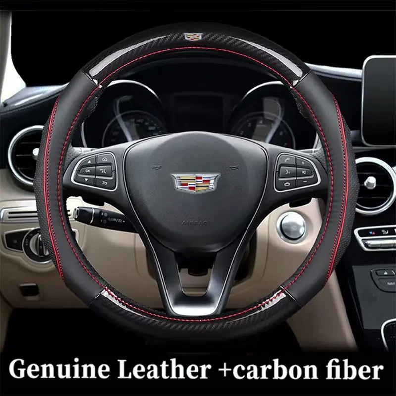 Автомобильные чехлы из натуральной кожи для руля углеродного волокна Cadillac ATS CT6 CT5