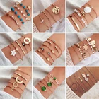 Женский винтажный браслет Tocona в богемном стиле, изящный золотистый браслет с цветами, звездой, Луной в стиле бохо, индийские украшения, аксессуары