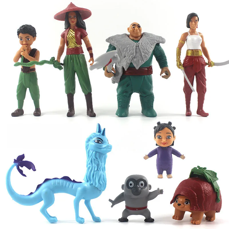 

8pcs/set Disney Raya and The Last Dragon Action Figure Toy Cartoon PVC Raya Princess Anime Collection Model Doll Toys Kids Gift