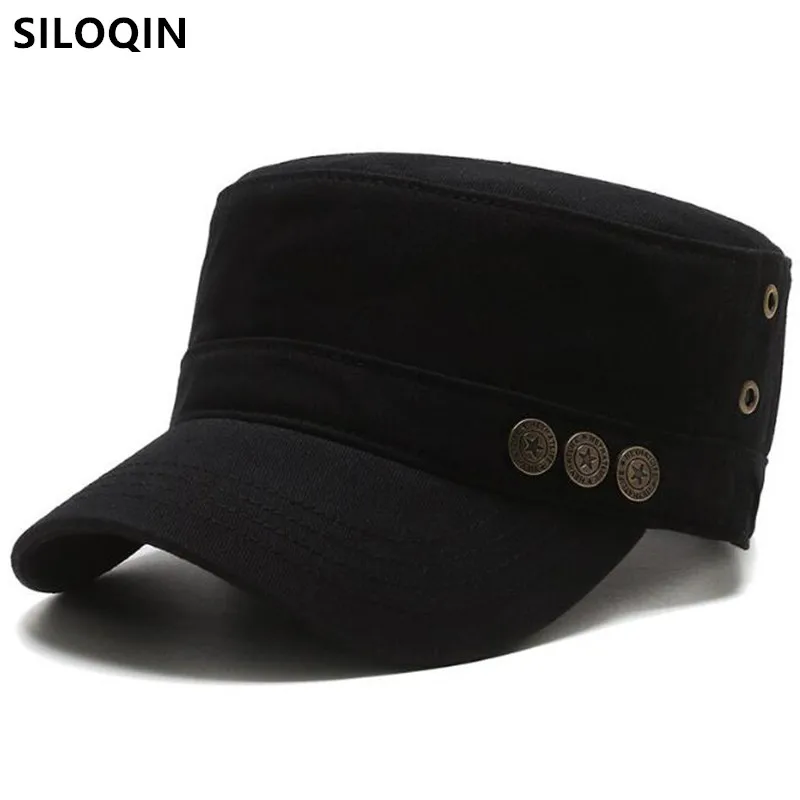 

SILOQIN Snapback Cap Men's Flat Cap Cotton Military Hats Adjustable Size Personality Casual Sports Caps Navy Hat Bone Dad's Cap