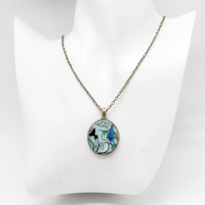 2018 Новое синее колье Колибри кулон стеклянная птица ювелирное искусство стекло