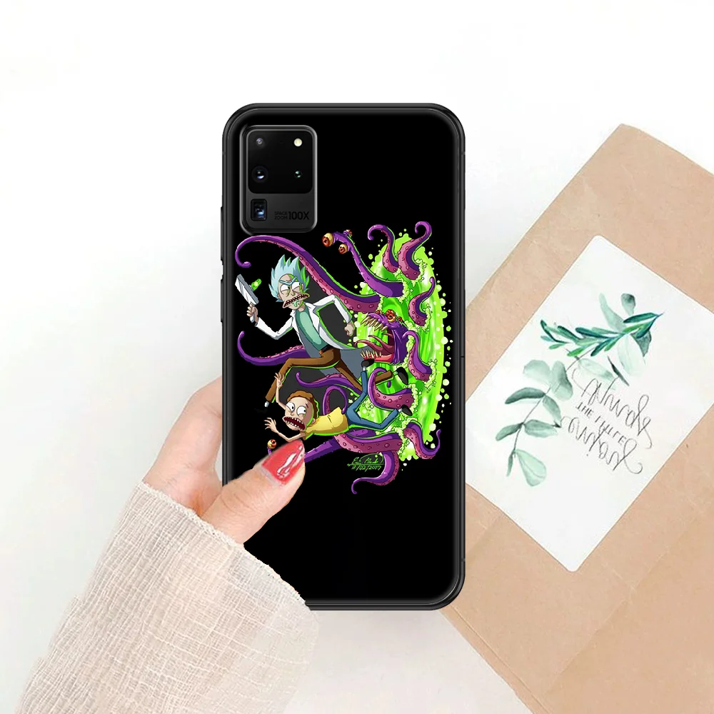 

Anime Ricks Funny Phone case For Samsung Galaxy Note 4 8 9 10 20 S8 S9 S10 S10E S20 Plus UITRA Ultra black art prime luxury