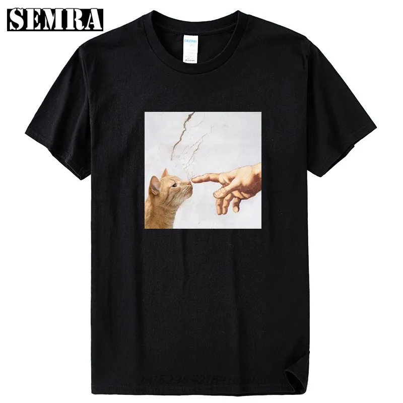 Мужская забавная футболка с коротким рукавом изображением кошки микеланжело