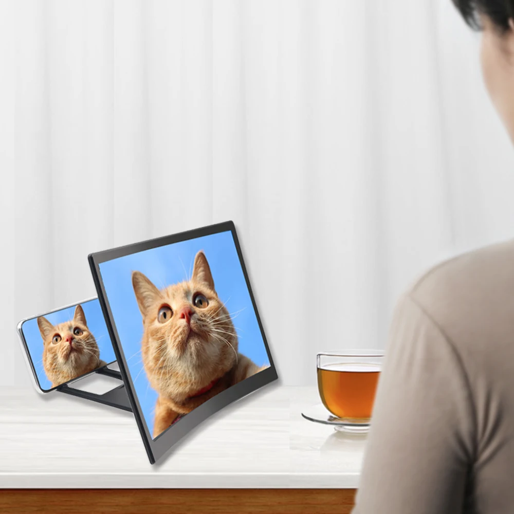 12 дюймов 3D мобильный телефон экран видео лупа изогнутый увеличенный смартфон