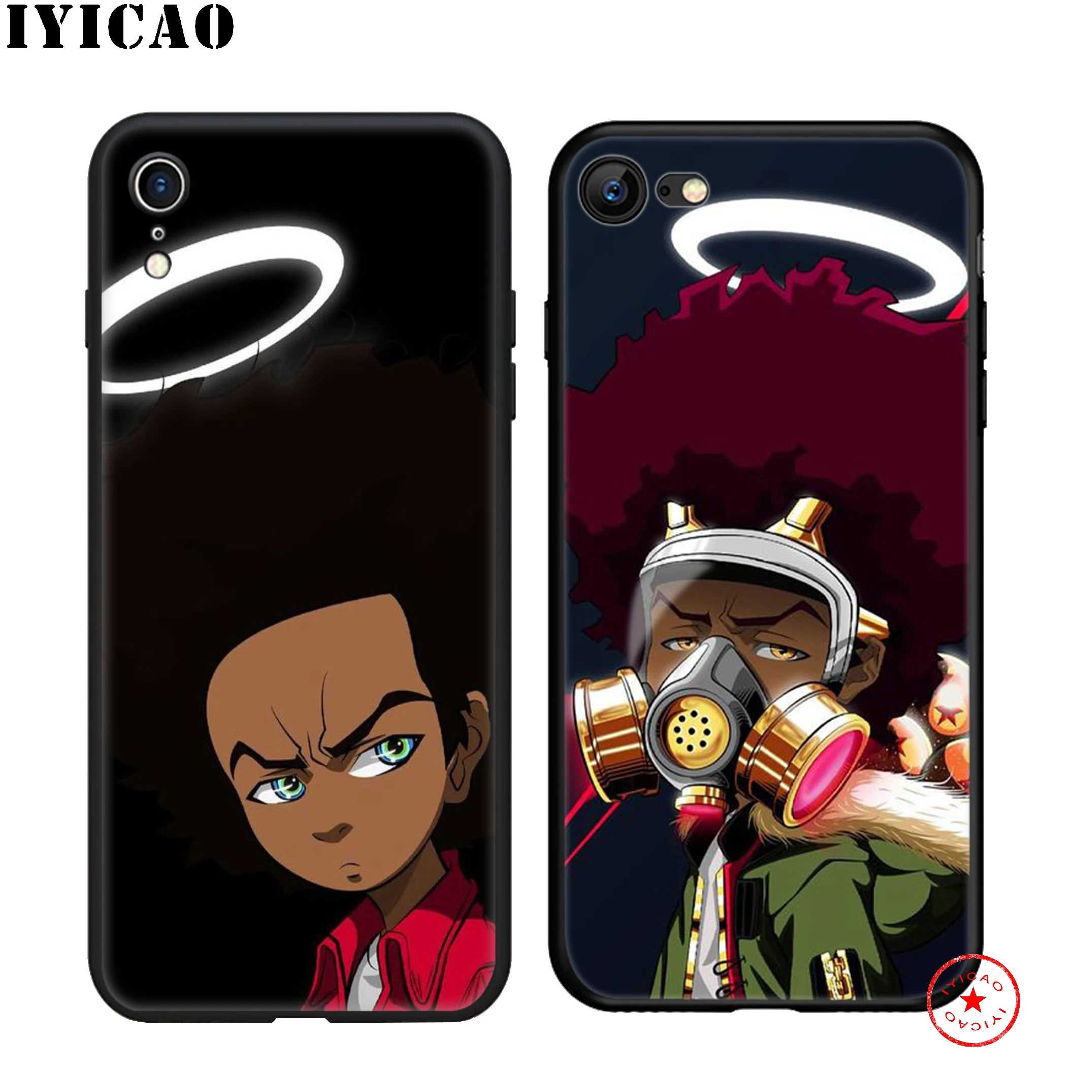 Силиконовый чехол IYICAO Huey Freeman BOONDOCKS мягкий черный для iPhone 11 Pro Xr Xs Max X или 10 8 7 6 6S Plus 5