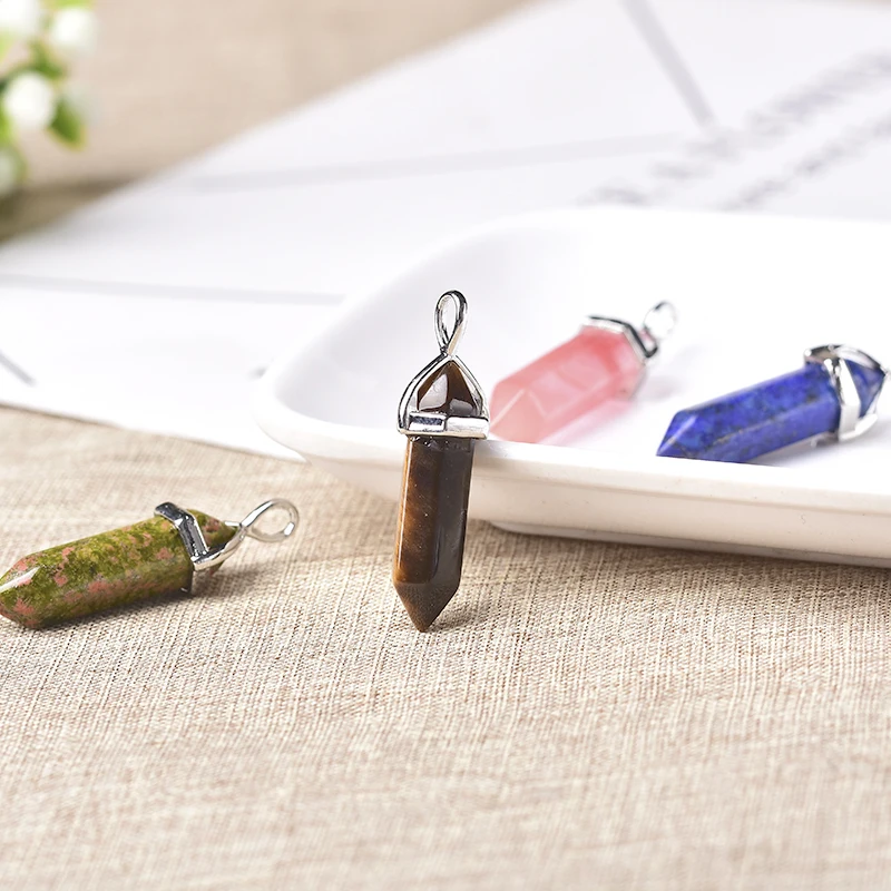 100% натуральный кристалл Шестигранная подвеска в форме колонны кварцевые