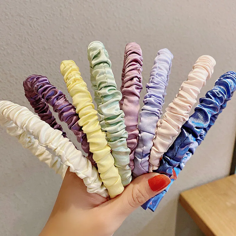 

New Women Girls Cute Colorful Folds Simple Hairbands Sweet Headband Hair Hoops Hair Band Fashion Hair Accessories