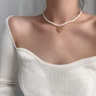 Женское винтажное ожерелье с жемчугом, элегантное ожерелье-чокер в форме сердца с жемчугом, свадебная бижутерия, Вечерний Подарок