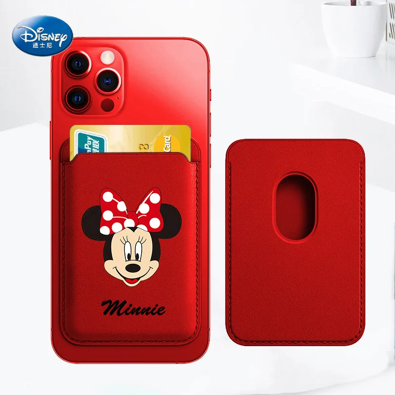 

Cartoon Mickey Minnie Mouse Leather Magsafing Mag Car holder bag for iphone 12 12Pro Max 12Mini Wallet Card Pocket Holder Slots