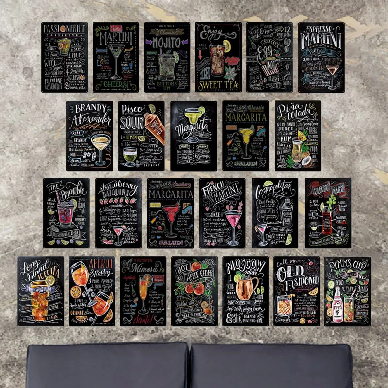 

Коктейльный мартини Кровавая Мэри фотография стена жестяная вывеска винтажная подвесная картина для клуба металлический декор для паба ба...