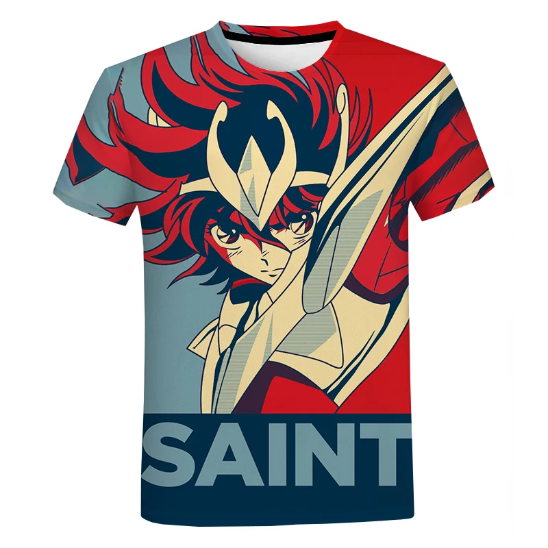 

Saint Seiya series men and women anime print T-shirt, summer casual cartoon T-shirt