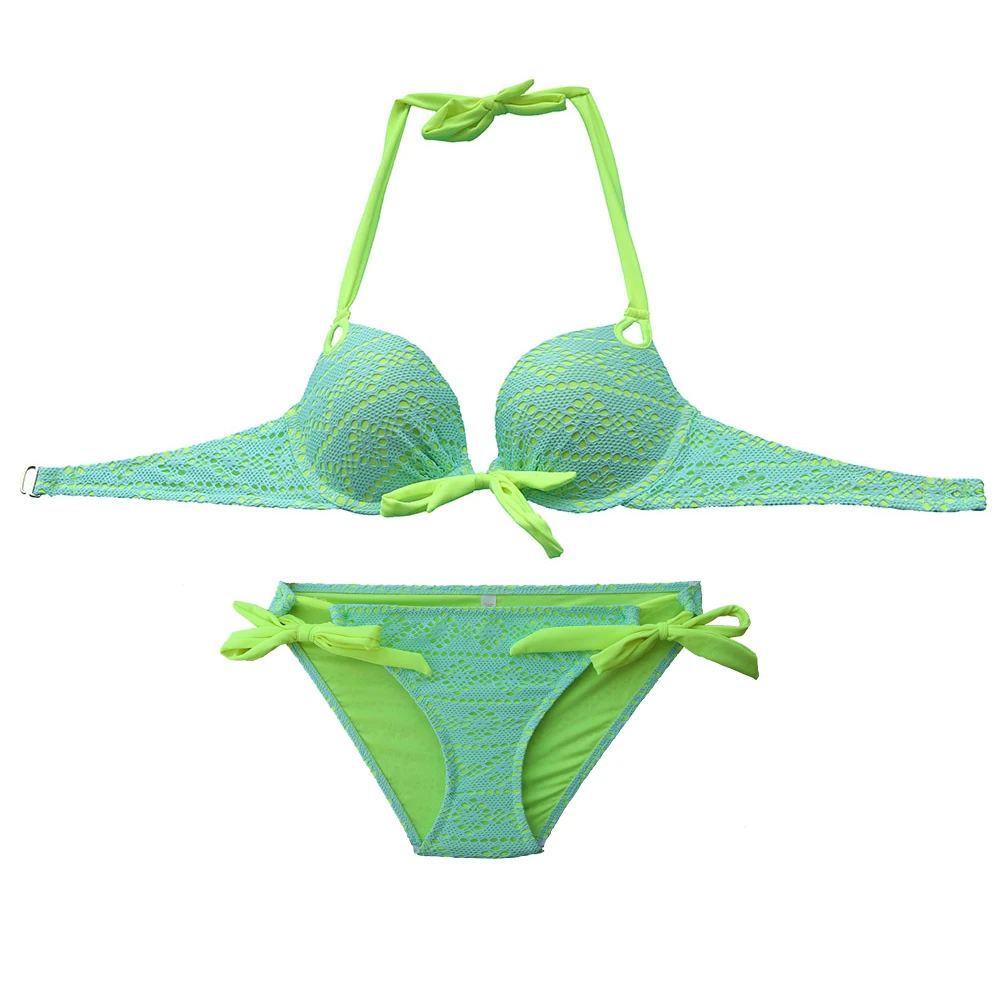 Underwier BIKINIS Sets Suit for Women Green Mesh  Bathing  Swimwear Lace Sexy Secret Biqini Bathing Suits Woman