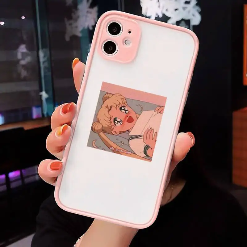 

Cartoon Sailor Moon Phone Case Matte Transparent For iPhone 12 Mini 11 Pro XR XS Max 7 8 Plus