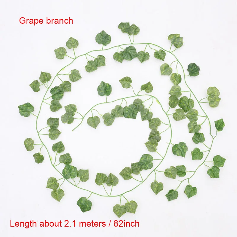 Grape branch A 210 см/лот шелковые розы поддельные криперы зеленый лист плюща лоза для дома свадьбы Decora оптом diy Висячие гирлянды искусственные цветы - Цвет: Grape branch A