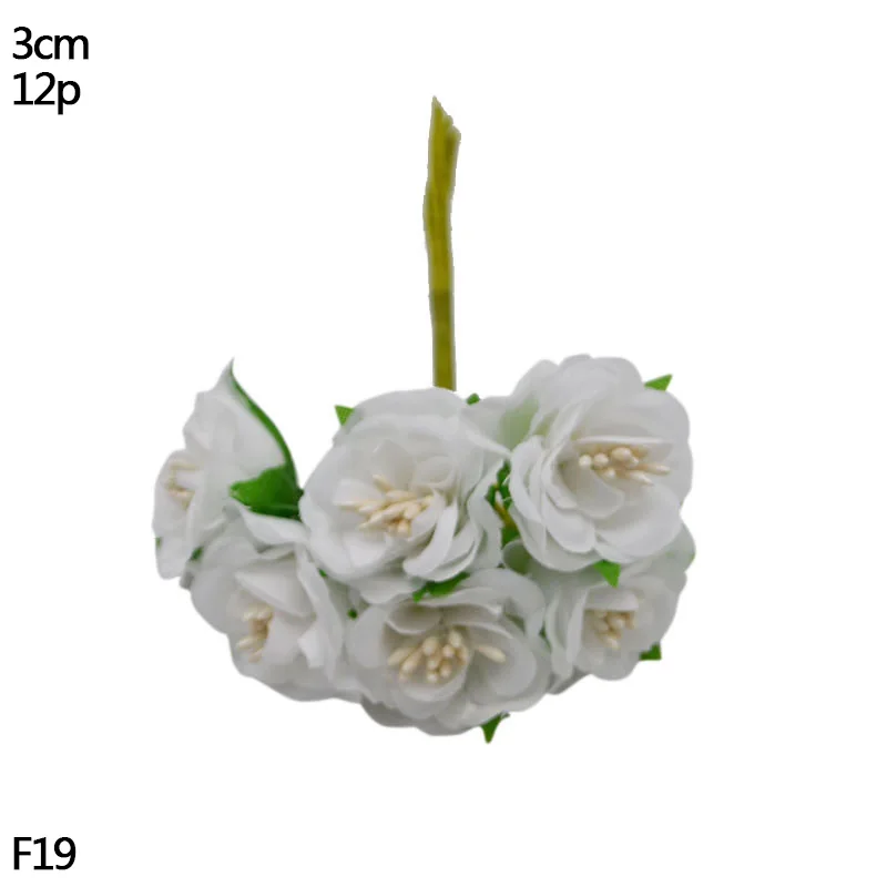 12pcs 3cm flower Рождественские украшения, белые смешанные гибридные цветы, вишня, тычинки, ягоды, набор, сделай сам, Подарочная коробка, венки, рождественские, свадебные, декоративные принадлежности - Цвет: 12pcs 3cm flower