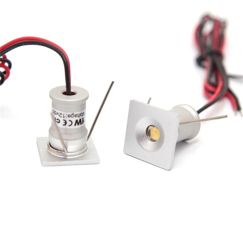 Точечные светодиодные серебристые мини светильники для шкафов 1 вт 12 в