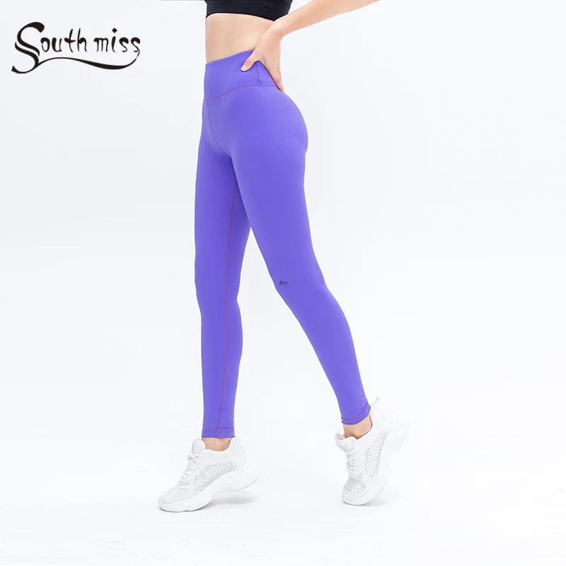 Высококачественные однотонные синие и фиолетовые Леггинсы для йоги