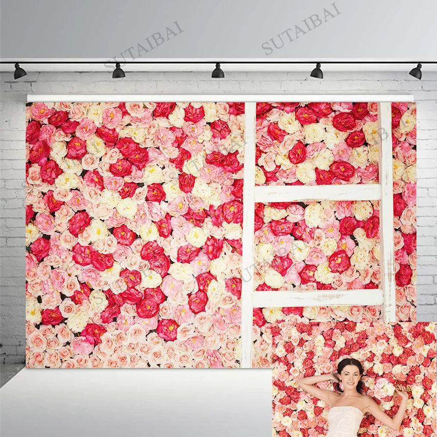 

Wedding Flowers Decorations Background Marriage Bridal Shower Portrait Photo Backdrop Photography Background Photo Studio Booth