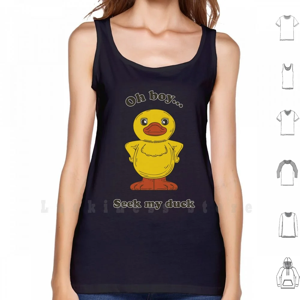 

Майка-жилет с надписью Oh Boy Seek My Yellow Duck, 100% хлопок