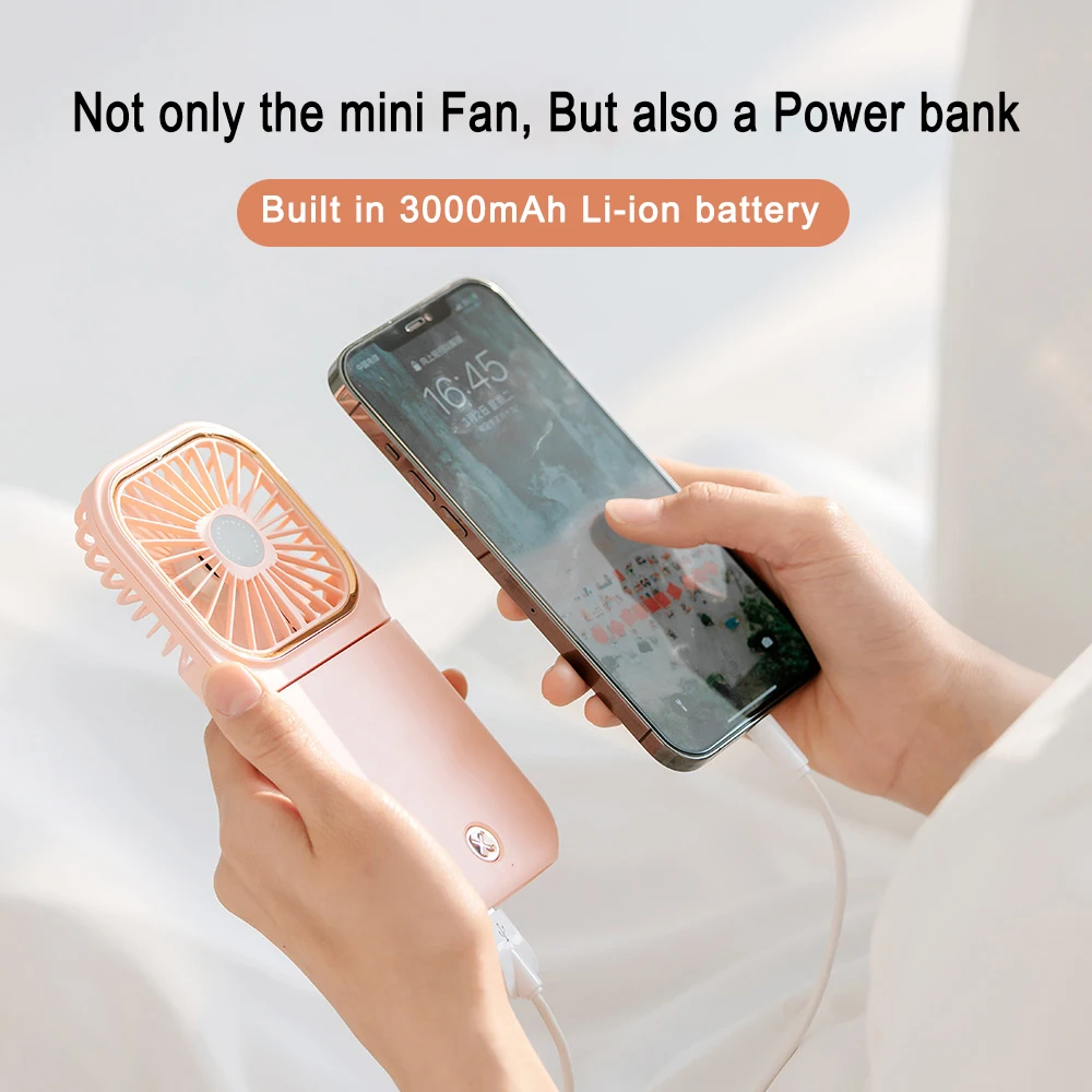 3 in 1 phone Portable foldable holder Mount stand with mini Mute fan &amp 3000mAh power bank for S20 Plus Ultra Note 10 IPhone 11 |