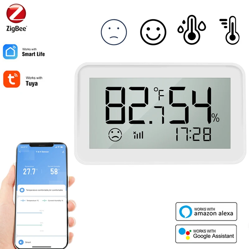 

Датчик температуры и влажности Tuya Zigbee, контроллер с ЖК-дисплеем, комнатный гигрометр, термометр для умного дома