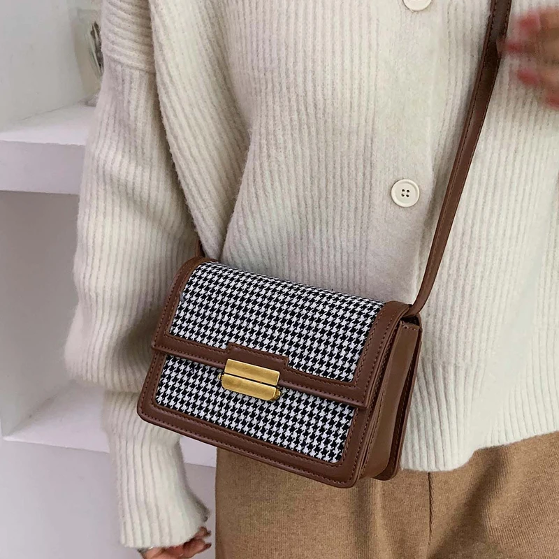 Зимняя национальная сумка Женская клетчатая на плечо 2019 популярная