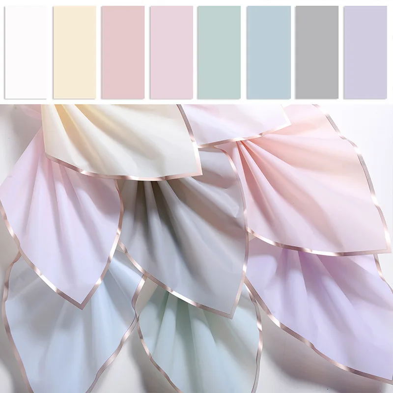 20PCS Golden Border Bouquet Wrapping Paper Translucency Waterproof Wrap Florist Pack Material Wedding Decorations Supplies - купить по