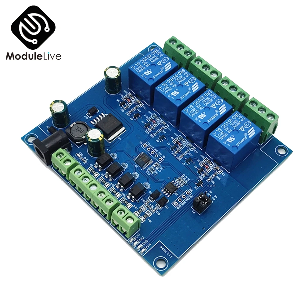 4CH Modbus триггерный релейный модуль 4 бит Modbus-RTU коммутатор сигналов ввода-вывода RS485