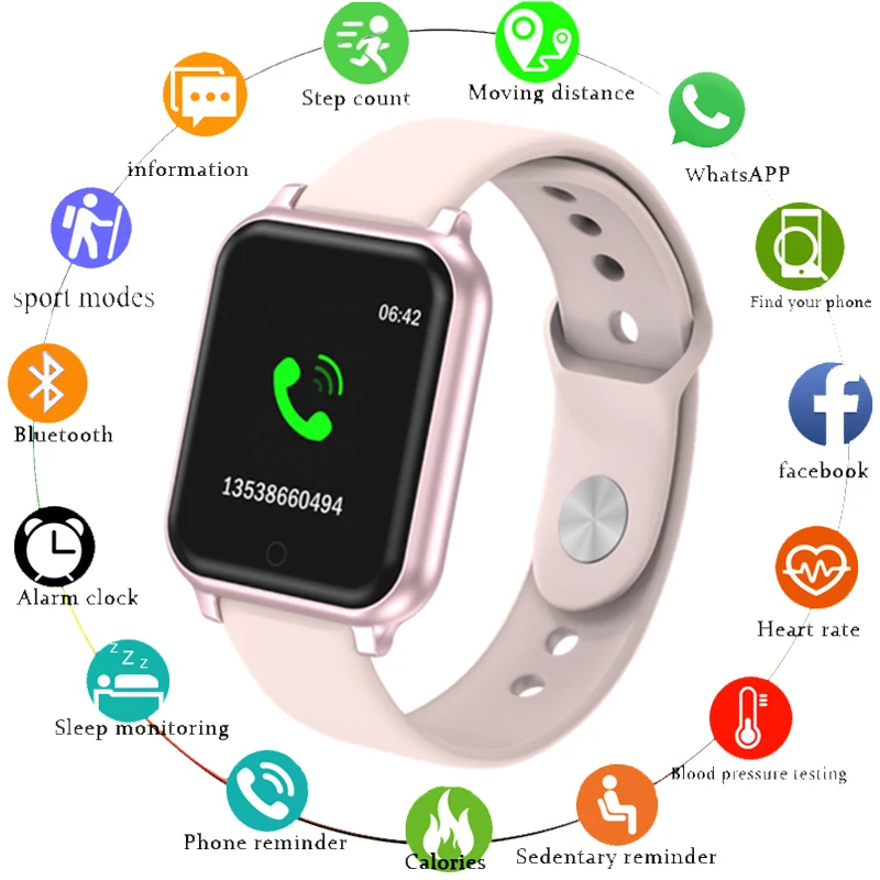 

T70 smart bracelet sports pedometer heart rate blood pressure health monitoring information push reminder Bluetooth smart watch