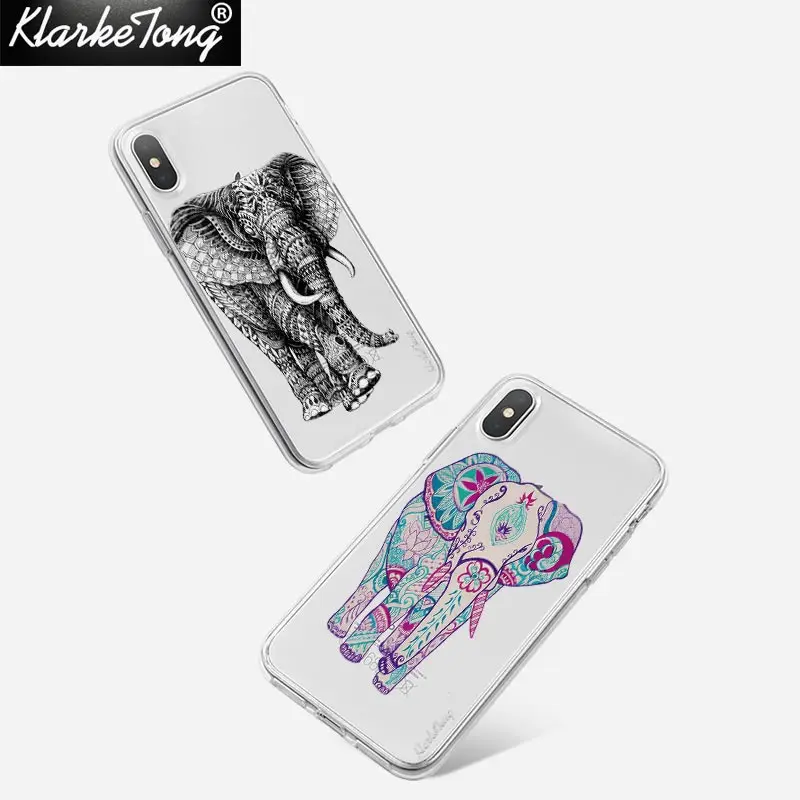 Animal Soul Boho Elephant Case For iPhone 12 11 pro XS MAX XR 8 7 6s Plus SE2020 Transparent Clear Silicone Cover Capa | Мобильные