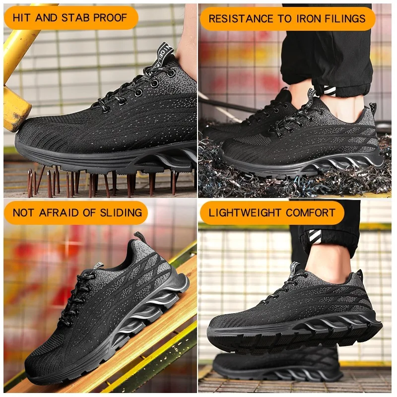 Защитные рабочие ботинки со стальным носком непрокалываемые неразрушаемые для