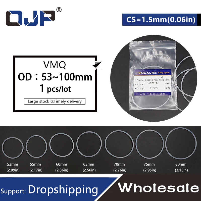 Белое Силиконовое кольцо силиконовое/VMQ уплотнительное толщиной 1 5 мм